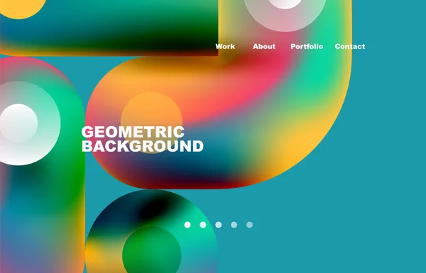 Website Landing Page Abstract Geometric Background Circles Shapes Web Page — ストックベクタ