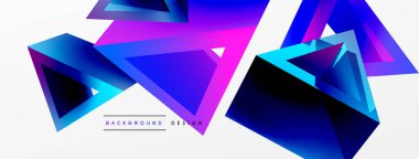 3d üçgen soyut arkaplan. Temel şekil teknolojisi ya da iş konsepti bileşimi. Duvar kağıdı, afiş, arkaplan veya iniş için moda tekno iş şablonu