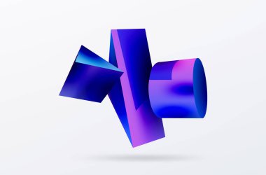 Vektör 3d soyut arkaplan. Şekiller 3 boyutlu üçgen ve silindir. Duvar kağıdı, afiş, arkaplan veya iniş için moda tekno iş şablonu