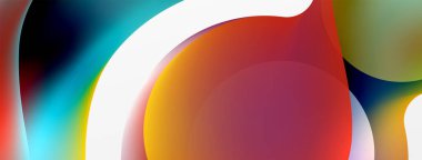 Fluid abstract background. Liquid color gradients composition. Round shapes and circle flowing design for wallpaper, banner, background or landing