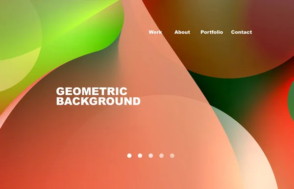 Landing Page Abstract Liquid Background Flowing Shapes Design Circle Web — Wektor stockowy