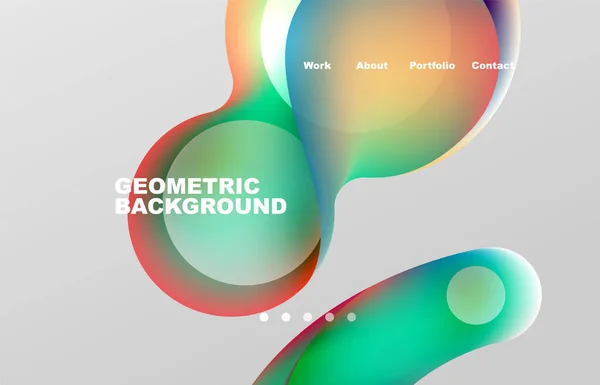 Landing Page Abstract Liquid Background Flowing Shapes Design Circle Web — Stok Vektör