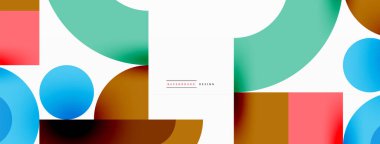 Çember ve kare geometrik arkaplan. Duvar kağıdı, pankart, arkaplan ya da iniş için üçgen ve kareli yuvarlak şekiller