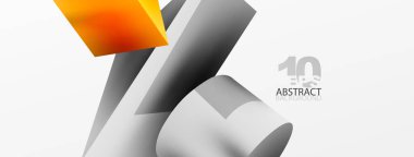 Vektör 3d soyut arkaplan. Şekiller 3 boyutlu üçgen ve silindir. Duvar kağıdı, afiş, arkaplan veya iniş için moda tekno iş şablonu