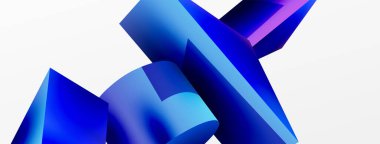 Vektör 3d soyut arkaplan. Şekiller 3 boyutlu üçgen ve silindir. Duvar kağıdı, afiş, arkaplan veya iniş için moda tekno iş şablonu