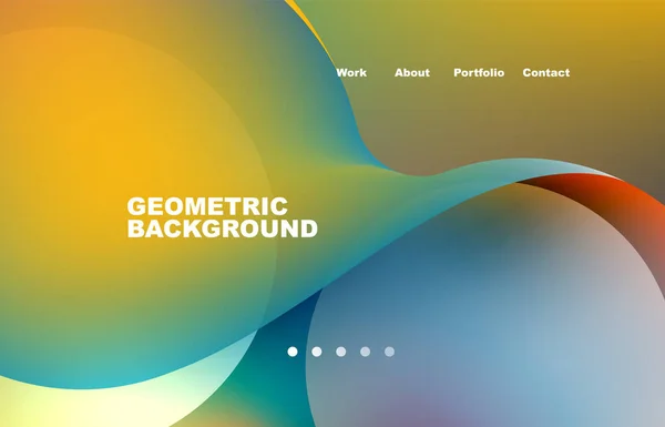 Landing Page Abstract Liquid Background Flowing Shapes Design Circle Web — Stok Vektör