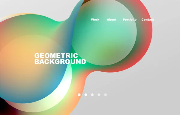 Landing Page Abstract Liquid Background Flowing Shapes Design Circle Web — Stok Vektör