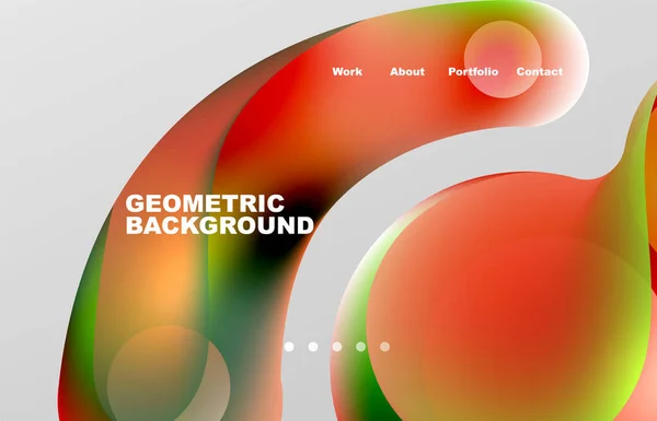 Landing Page Abstract Liquid Background Flowing Shapes Design Circle Web — Stockvektor