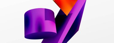 Metalik 3d şekil vektör geometrik arkaplan. Duvar kağıdı, afiş, arkaplan veya iniş için moda tekno iş şablonu