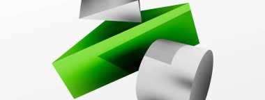 Vektör 3d soyut arkaplan. Şekiller 3 boyutlu üçgen ve silindir. Duvar kağıdı, afiş, arkaplan veya iniş için moda tekno iş şablonu