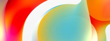 Fluid abstract background. Liquid color gradients composition. Round shapes and circle flowing design for wallpaper, banner, background or landing