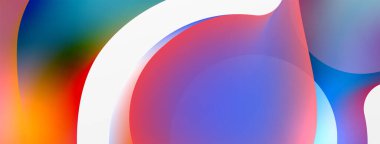 Fluid abstract background. Liquid color gradients composition. Round shapes and circle flowing design for wallpaper, banner, background or landing