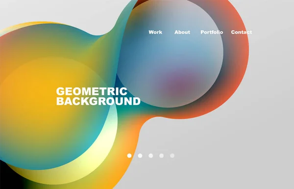 Landing Page Abstract Liquid Background Flowing Shapes Design Circle Web —  Vetores de Stock