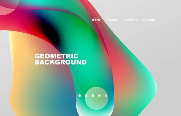 Landing Page Abstract Liquid Background Flowing Shapes Design Circle Web — Stockový vektor