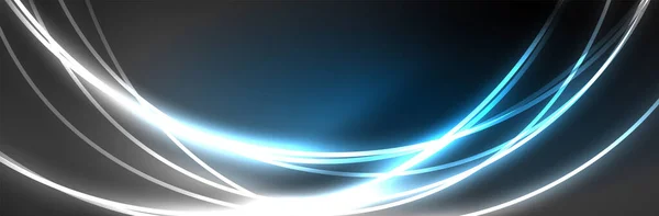 Lignes Lumineuses Néon Bleu Concept Lumière Espace Énergie Magique Fond — Image vectorielle