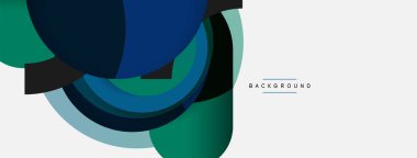 Vektör yuvarlak şekilli daireler minimum geometrik arkaplan. Duvar kağıdı afişi veya iniş sayfası için vektör illüstrasyonu