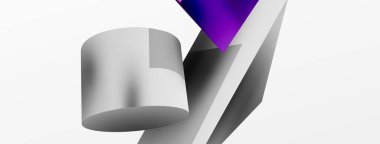 Vektör 3d soyut arkaplan. Şekiller 3 boyutlu üçgen ve silindir. Duvar kağıdı, afiş, arkaplan veya iniş için moda tekno iş şablonu