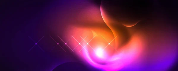 Neon Glowing Waves Magic Energy Space Light Concept Abstract Background — 스톡 벡터