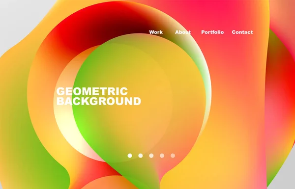 Landing Page Abstract Liquid Background Flowing Shapes Design Circle Web — Stockvektor