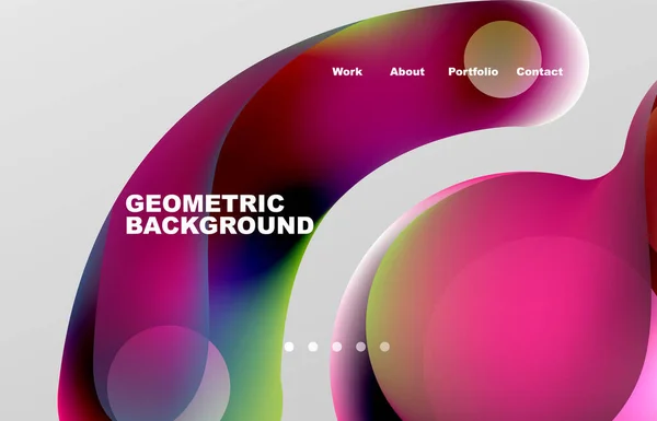 Landing Page Abstract Liquid Background Flowing Shapes Design Circle Web — Stockový vektor