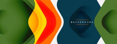 Beyaz arka planda renkli ok şekilleri. Minimum geometrik soyut arkaplan. Duvar kağıdı afişi veya iniş sayfası için vektör illüstrasyonu