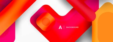 Renkli geometrik şekiller çizgiler, kareler ve üçgenler. Duvar kağıdı, pankart veya iniş sayfası için soyut arkaplan