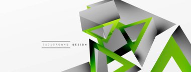 Üçgen soyut arkaplan. 3D vektör temel biçim teknolojisi veya iş konsepti bileşimi. Duvar kağıdı, afiş, arkaplan veya iniş için moda tekno iş şablonu