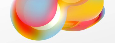 Fluid abstract background. Liquid color gradients composition. Round shapes and circle flowing design for wallpaper, banner, background or landing
