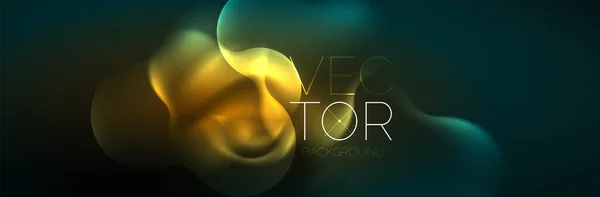 Glowing Neon Lights Abstract Shapes Composition Magic Energy Concept Template — Stock vektor