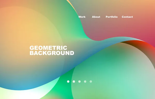 Landing Page Abstract Liquid Background Flowing Shapes Design Circle Web — Wektor stockowy