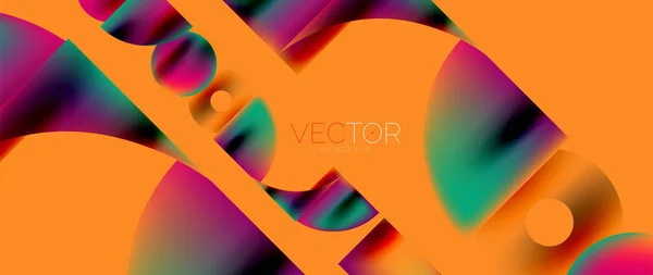 Geometric Abstract Panorama Wallpaper Background Shapes Circles Metallic Color Geometric — Stockvektor