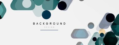 Beyaz üzerine renkli baloncuklar ve yuvarlak geometrik şekiller. Duvar kağıdı, pankart, arkaplan, iniş sayfası için vektör geometrik asgari özet arkaplan