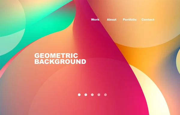 Landing Page Abstract Liquid Background Flowing Shapes Design Circle Web — Archivo Imágenes Vectoriales