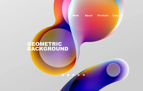 Landing Page Abstract Liquid Background Flowing Shapes Design Circle Web - Stok Vektor