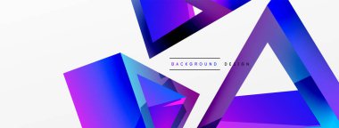 Üçgen soyut arkaplan. 3D vektör temel biçim teknolojisi veya iş konsepti bileşimi. Duvar kağıdı, afiş, arkaplan veya iniş için moda tekno iş şablonu