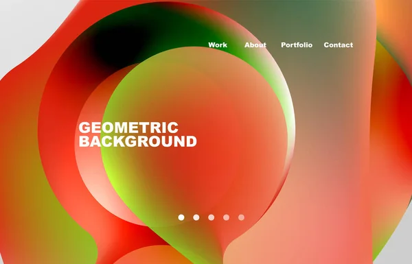 Landing Page Abstract Liquid Background Flowing Shapes Design Circle Web — Stockvektor