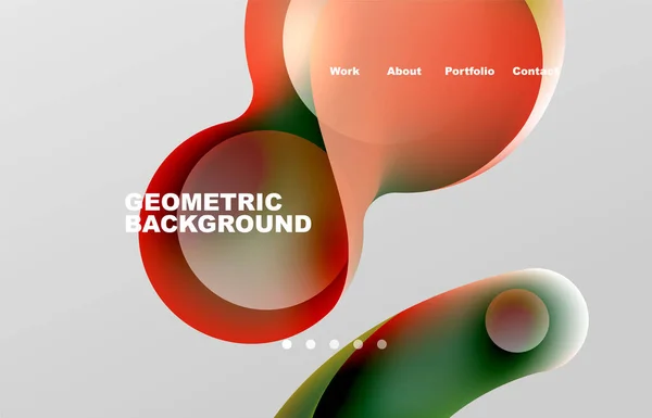 Landing Page Abstract Liquid Background Flowing Shapes Design Circle Web — Stockvektor