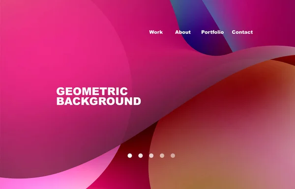 Landing Page Abstract Liquid Background Flowing Shapes Design Circle Web — Wektor stockowy