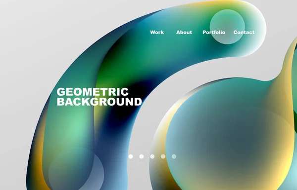 Landing Page Abstract Liquid Background Flowing Shapes Design Circle Web — Stockvektor