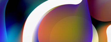 Fluid abstract background. Liquid color gradients composition. Round shapes and circle flowing design for wallpaper, banner, background or landing