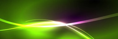 Neon parlayan sıvı dalga çizgileri, sihirli enerji uzay ışığı konsepti, soyut arka plan duvar kağıdı tasarımı