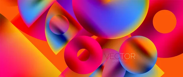 Geometric Abstract Panorama Wallpaper Background Shapes Circles Metallic Color Geometric — Vector de stock