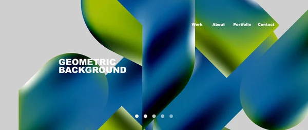 Glassmorphism Landing Page Background Template Colorful Glass Shapes Metallic Effect — Vettoriale Stock