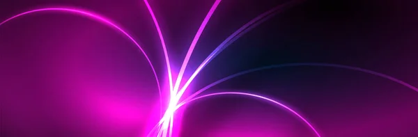 Neon Glödande Vätska Våg Linjer Magi Energi Utrymme Ljus Koncept — Stock vektor