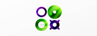 Minimum geometrik soyut arkaplan. Parlak ve parlak daire, çizgi ve yuvarlak şekiller tasarım. Duvar kağıdı, afiş, arkaplan veya iniş için moda tekno iş şablonu