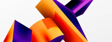 Vektör 3d soyut arkaplan. Şekiller 3 boyutlu üçgen ve silindir. Duvar kağıdı, afiş, arkaplan veya iniş için moda tekno iş şablonu