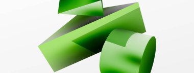 Metalik 3d şekil vektör geometrik arkaplan. Duvar kağıdı, afiş, arkaplan veya iniş için moda tekno iş şablonu