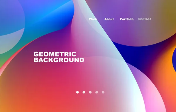 Landing Page Abstract Liquid Background Flowing Shapes Design Circle Web — Stockvektor