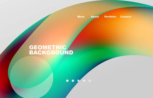 Landing Page Abstract Liquid Background Flowing Shapes Design Circle Web — Vetor de Stock