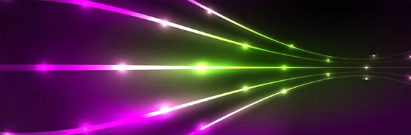 Neonowe Świecące Linie Fal Płynnych Koncepcja Magicznego Światła Energetycznego Ilustracja — Wektor stockowy